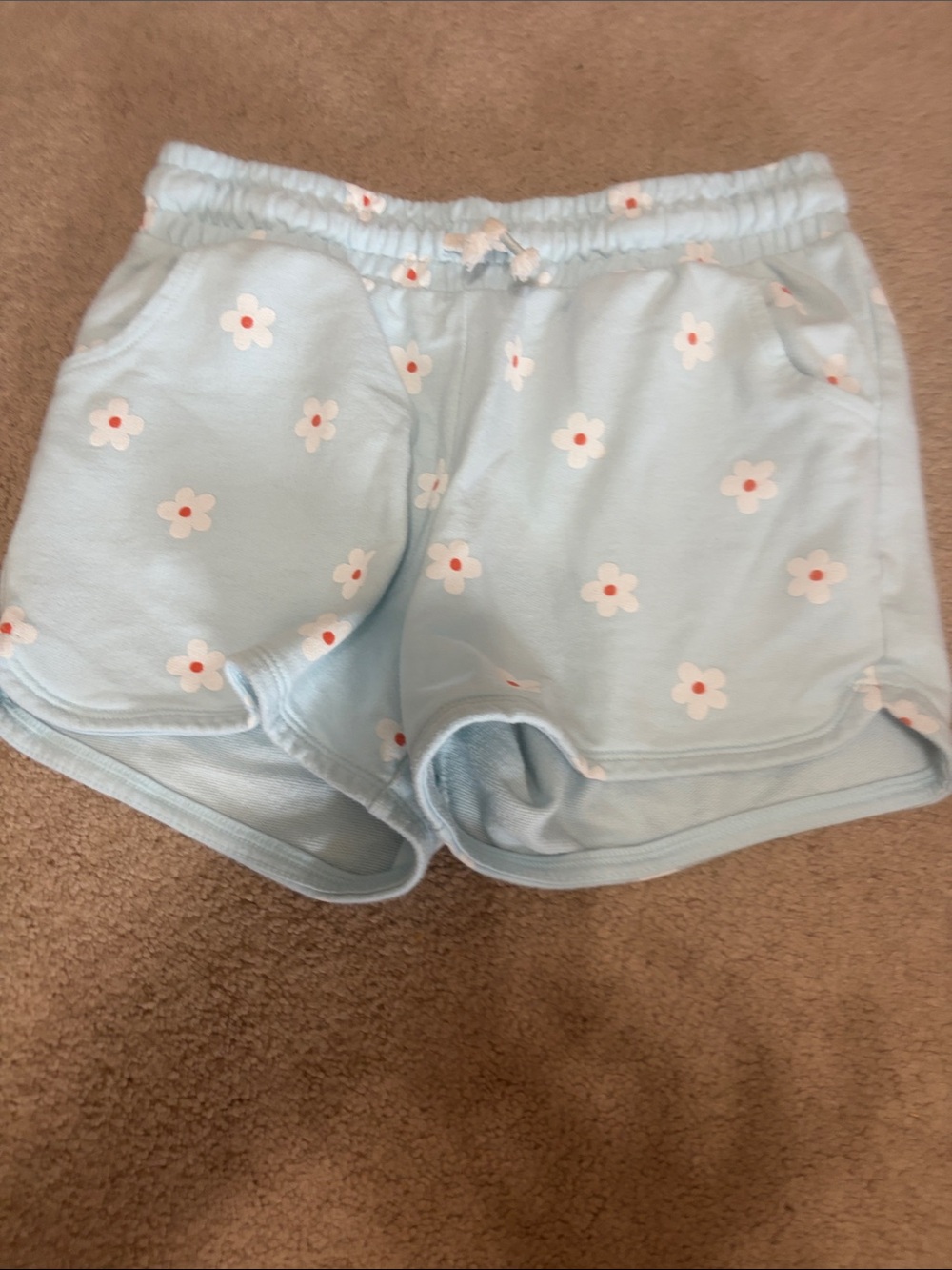 Girls large/10-12 Light Blue Floral Pocket Lounge Shorts